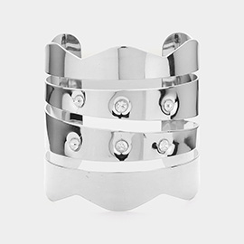 Crystal Accented Cage Cuff Bracelet