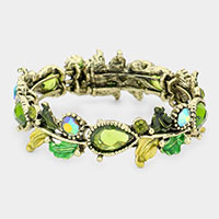 Glass Crystal and Metal Vine Open Adjustable Bracelet