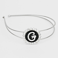 'G' Crystal Accented Monogram Headband