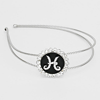 'H' Crystal Accented Monogram Headband