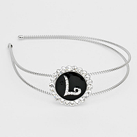 'L' Crystal Accented Monogram Headband