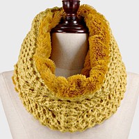 Fleece Lined Waffle Knit Infinity Snood Scarf