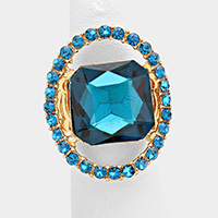 Pave trim glass crystal stretch ring