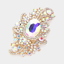 Crystal Oval Accented Bouquet Pin Brooch