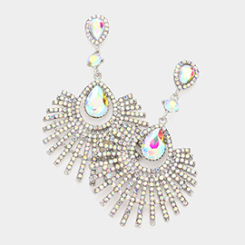 Teardrop Fan Crystal Rhinestone Evening Earring