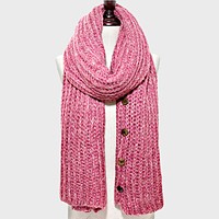 Button up Cardigan Effect Knit Yarn Shawl Scarf