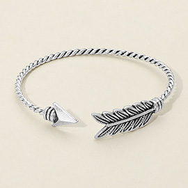 Feathered Arrow Twisted Wire Cuff Bracelet
