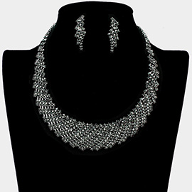 Crystal Rhinestone Round Collar Necklace