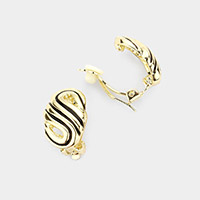 Oval Metal Clip on Earrings