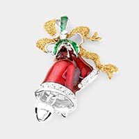 Crystal Enamel Christmas Bell Pin Brooch