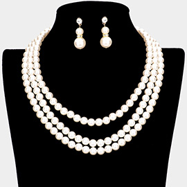 Pearl Triple Layered Bib Necklace