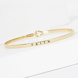 FAITH Engraved Thin Brass Metal Bangle Bracelet