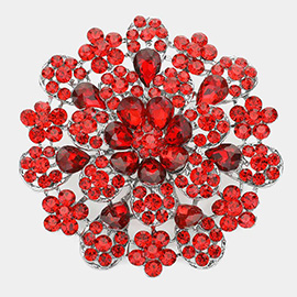 Oversized Flower Crystal Pave Pin Brooch
