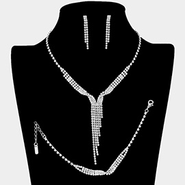 Rhinestone Paved Long Fringe Jewelry Set