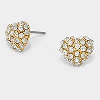 Crystal pave heart stud earrings