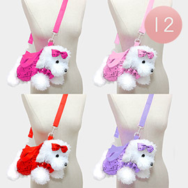 12 PCS - Sequin Dog Doll Puppy Crossbody Bag