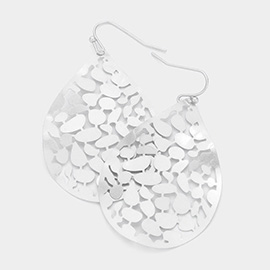 Hammered Metal Cut out Teardrop Earrings