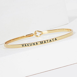 HAKUNA MATATA Engraved Thin Brass Metal Bangle Bracelet