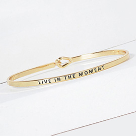 LIVE IN THE MOMENT Engraved Thin Brass Metal Bangle Bracelet