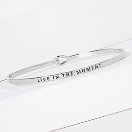 LIVE IN THE MOMENT Engraved Thin Brass Metal Bangle Bracelet