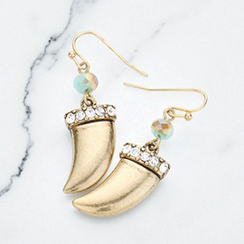 Metal Horn Faceted Bead Earrings