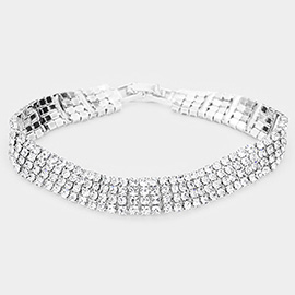 4Rows Rhinestone Evening Bracelet