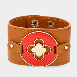 Quatrefoil Accented Faux Leather Bracelet