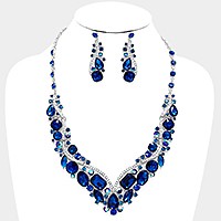 Glass crystal evening necklace