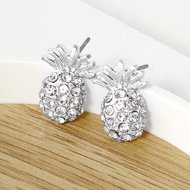 Crystal Pave Pineapple Stud Earrings