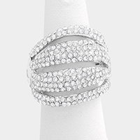 Wide multi-row crystal stretch ring
