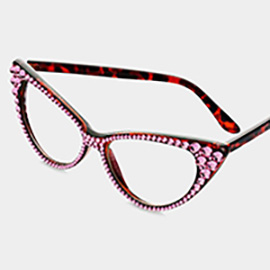 Crystal Cat Eye Clear Lens Sunglasses