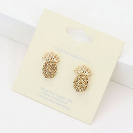 Crystal Pave Pineapple Stud Earrings