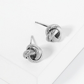 Textured Metal Love Knot Stud Earrings