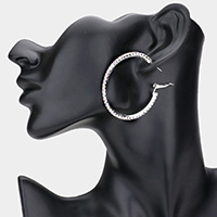 Crystal Rhinestone 1.8 Inch Hoop Earrings