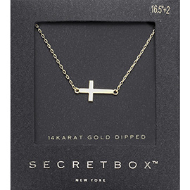 Secret Box _ 14K Gold Dipped Metal Cross Pendant Necklace