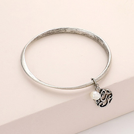 -G- Monogram Pearl Charm Bangle Bracelet