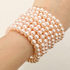 8PCS - pearl stack stretch bracelets