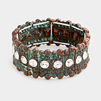 Stone Trim Metal Bubble Detail Stretch Bracelet