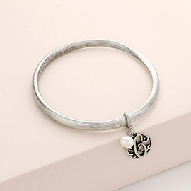 -C- Monogram Pearl Charm Bangle Bracelet