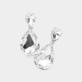 Crystal Double Crystal Teardrop Evening Earrings