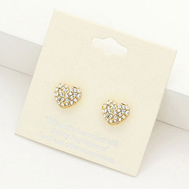 Crystal Pave Heart Stud Earrings