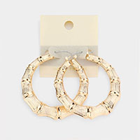 14K Gold Filled Metal Bamboo Hoop Pin Catch Earrings