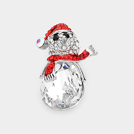 Crystal Christmas Snowman Pin Brooch