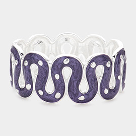 Wavy Enamel Hinged Bracelet