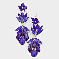 Glass crystal petal statement evening earrings