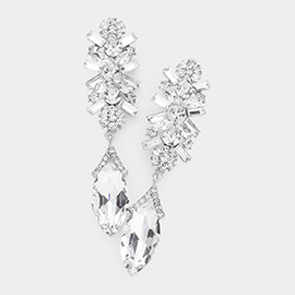 Marquise Glass Crystal Drop Evening Earrings