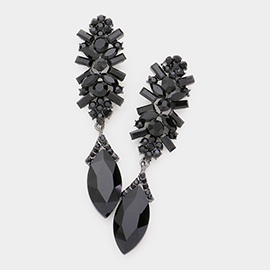 Marquise Glass Crystal Drop Evening Earrings