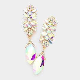 Marquise Glass Crystal Drop Evening Earrings