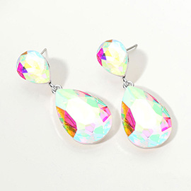 Glass Crystal Teardrop Evening Earrings