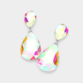 Glass Crystal Teardrop Evening Earrings